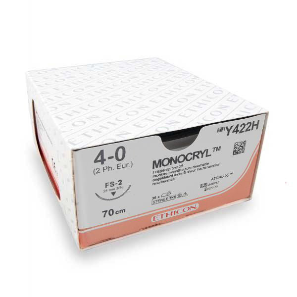 Ethicon Hechtdraad Monocryl (Y422H, 4-0, FS-2) - 36 stuks